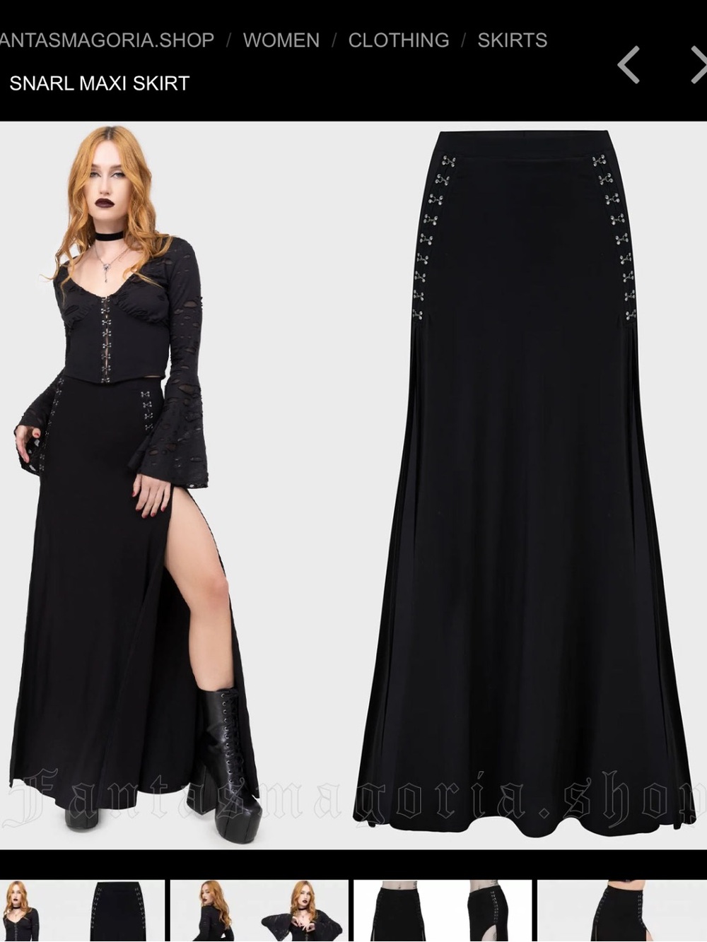 Killstar Snarl Eye Hook Goth Metal Maxi Skirt BNWT sz XXL - Picture 7 of 9